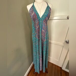 halter style prom dresses Halter-Neck Two-Piece Floral Print Long Prom Dress main image 1